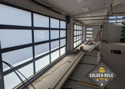 This New Contemporary Glass Aluminum Garage Door was installed in Yorba Linda Ca by Golden Rule Garage Door Inc.